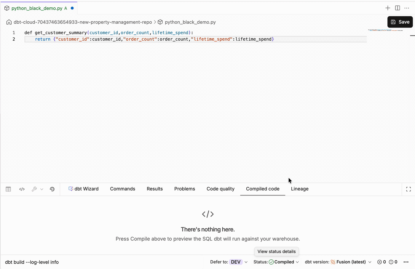 Format Python files using Black.